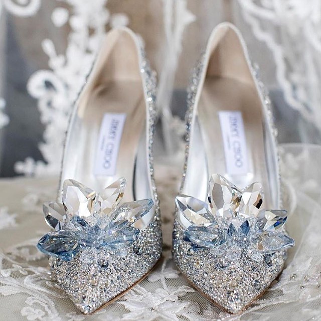 Bling Bridal Shoes with Crystal Flowers.