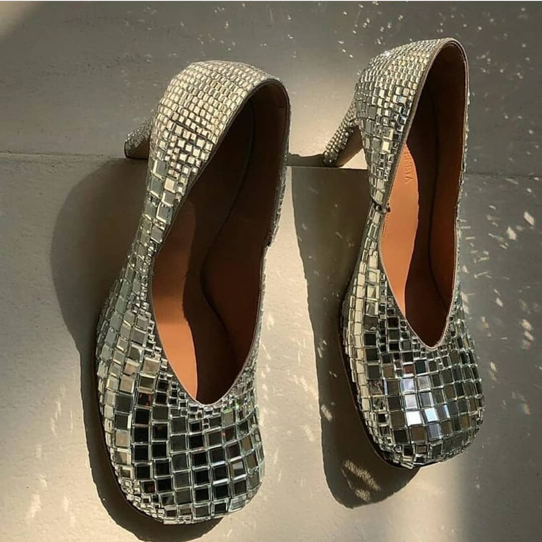 Bling Shoes for Evening in Mirror Crystals.