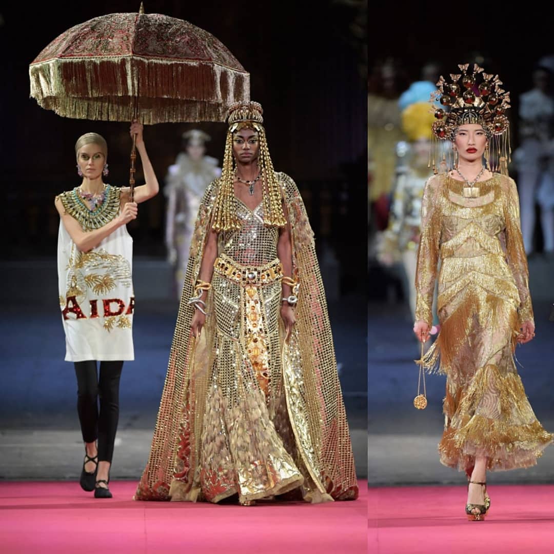 Exotic Gold Sequin and Bead Costumes. Egyptian and Oriental Themed Long Gowns