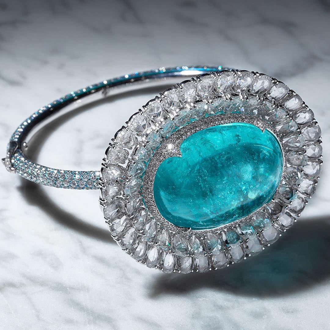 Best Jewelry Online: Tourmaline Gem with Diamonds Bangle