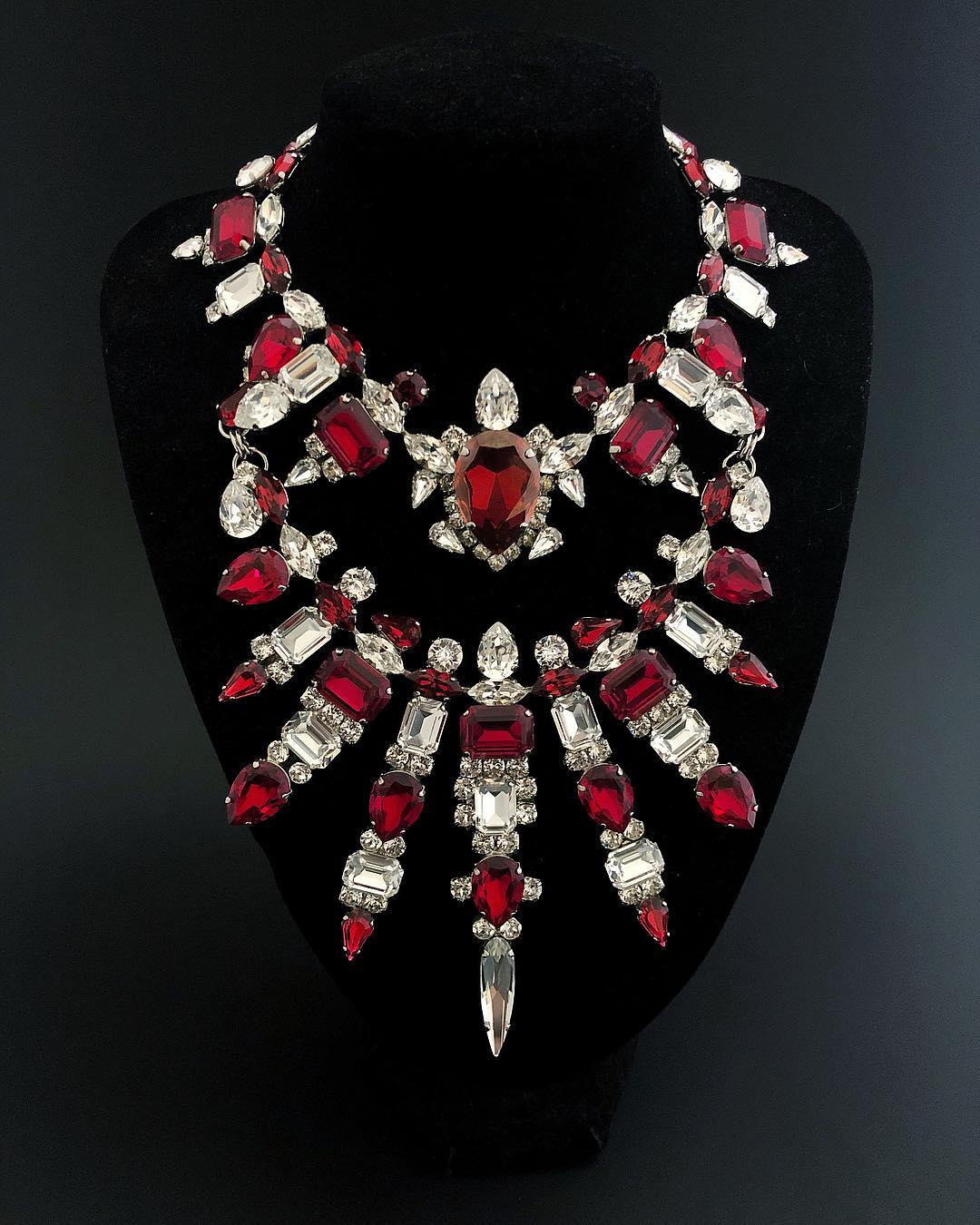 Best Jewelry Online: Ruby Crystals with Clear Stones Choker