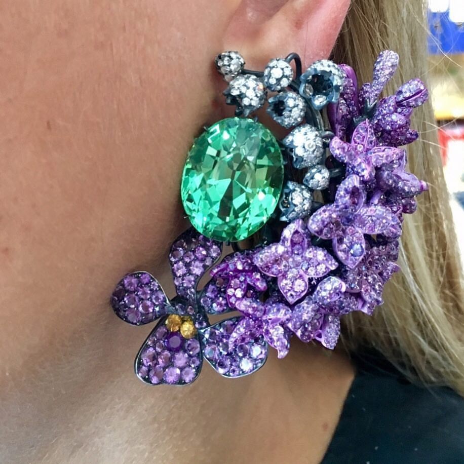 Best Jewelry Online: Purple and Green Crystal Earrings