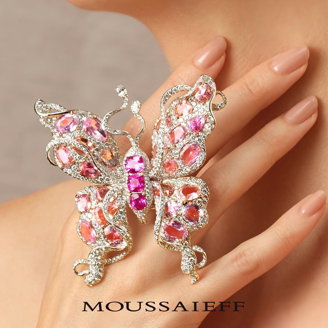 Best Jewelry Online: Pink and White Diamonds Butterfly Ring