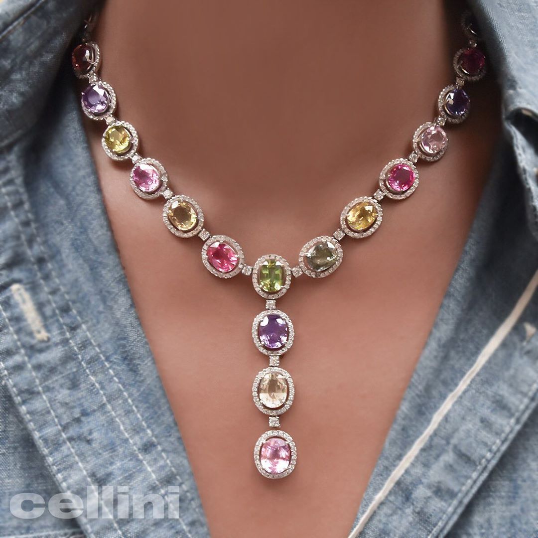 Best Jewelry Online: Colourful Glittering Gemstone Necklace Jewelry Online