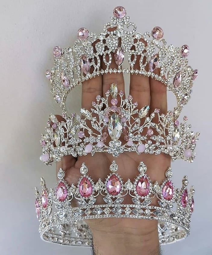 Best Jewelry Online: Pink Stones with Small Clear Rhinestone Tiaras