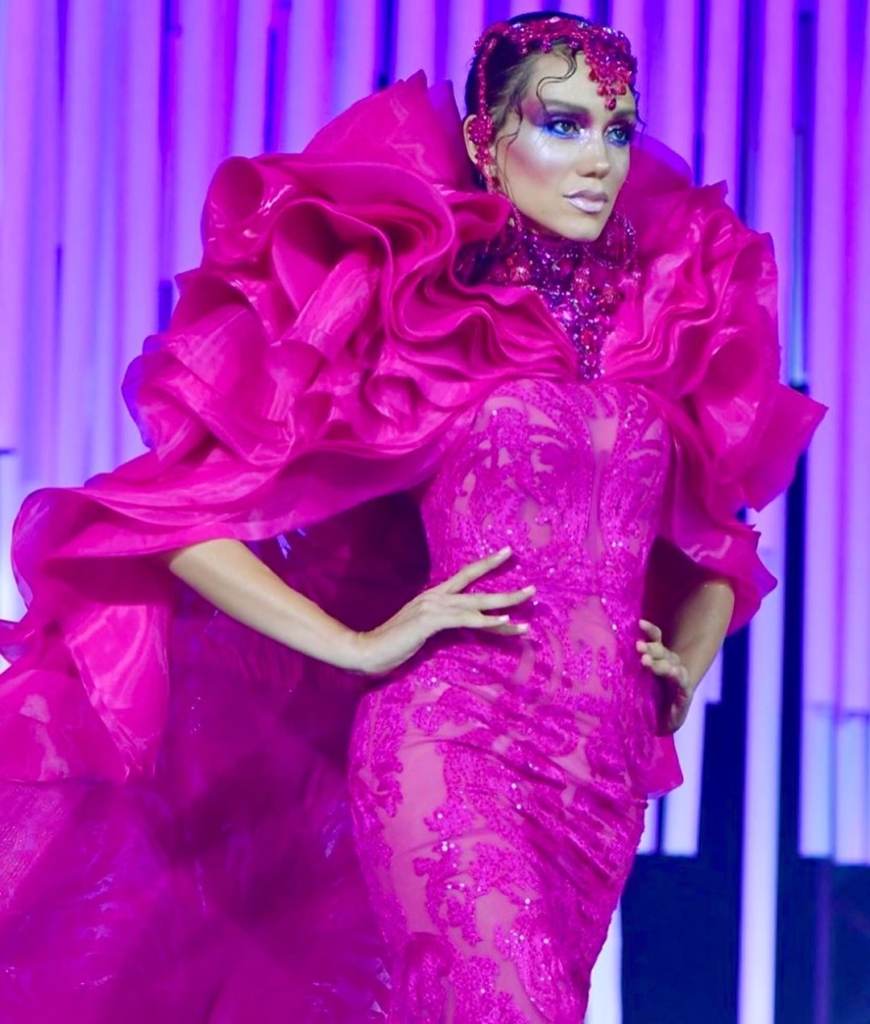 bright pink sequin dress