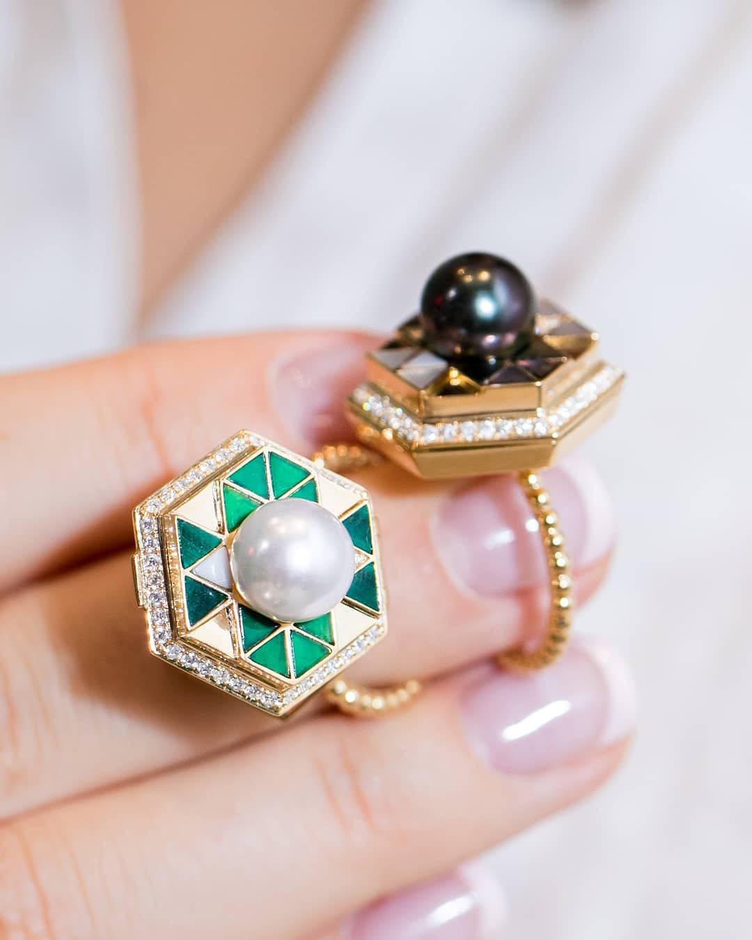 Best Jewelry Online: Pearls with Geometric Creations Locket Style Ring