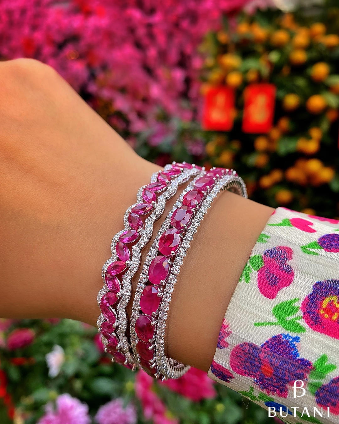 Best Jewelry Online: Pink Sapphire and Diamond Bangles