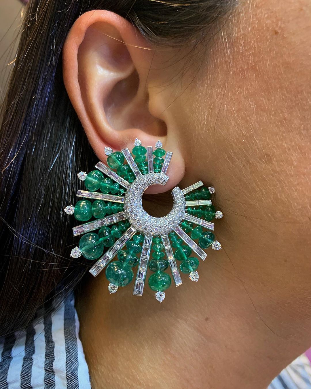 Best Jewelry Online: Glittering Green and Clear Rhinestone Earring Online Jewelry