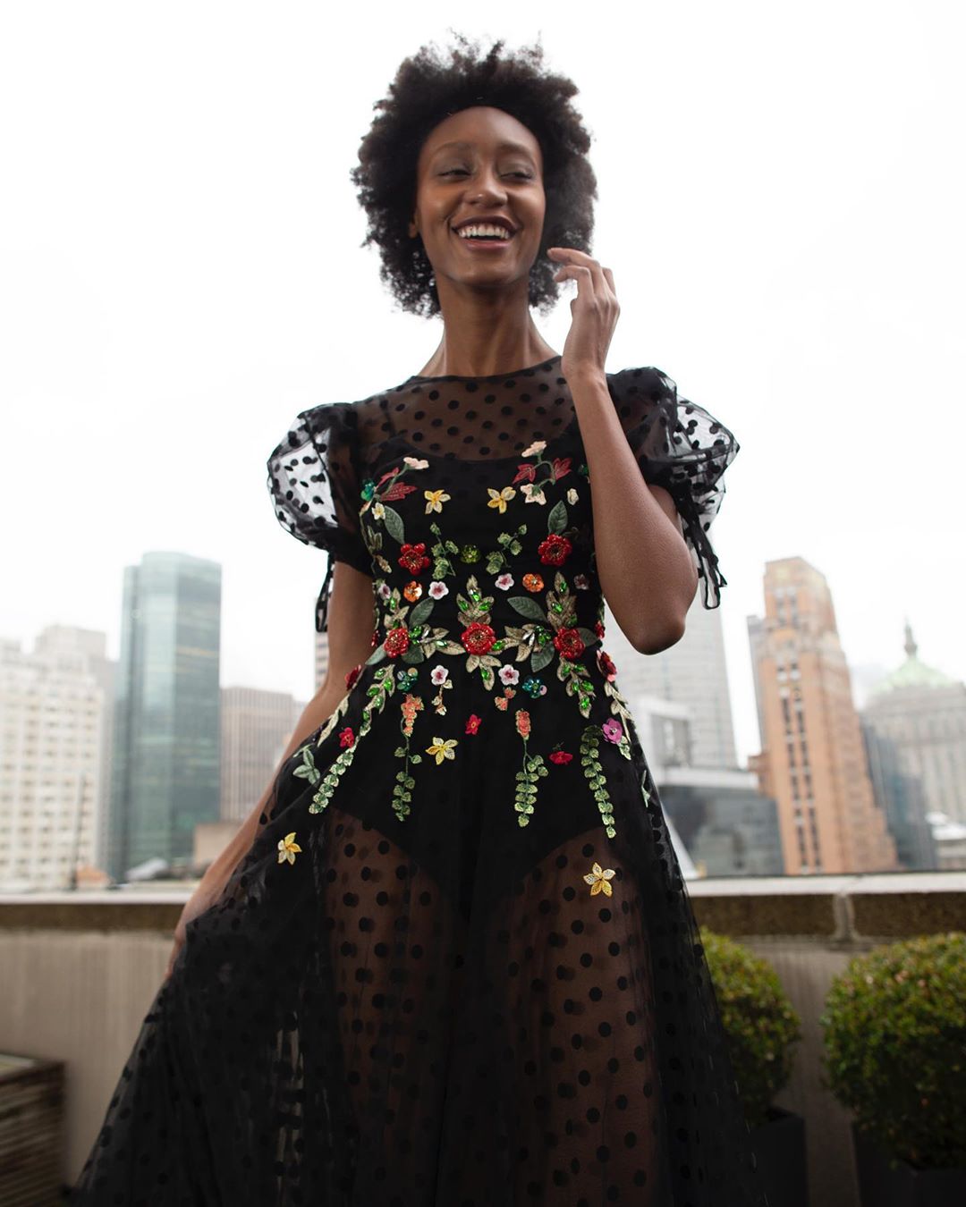 Black See Through Long Gown with Sequin And Embroidery.