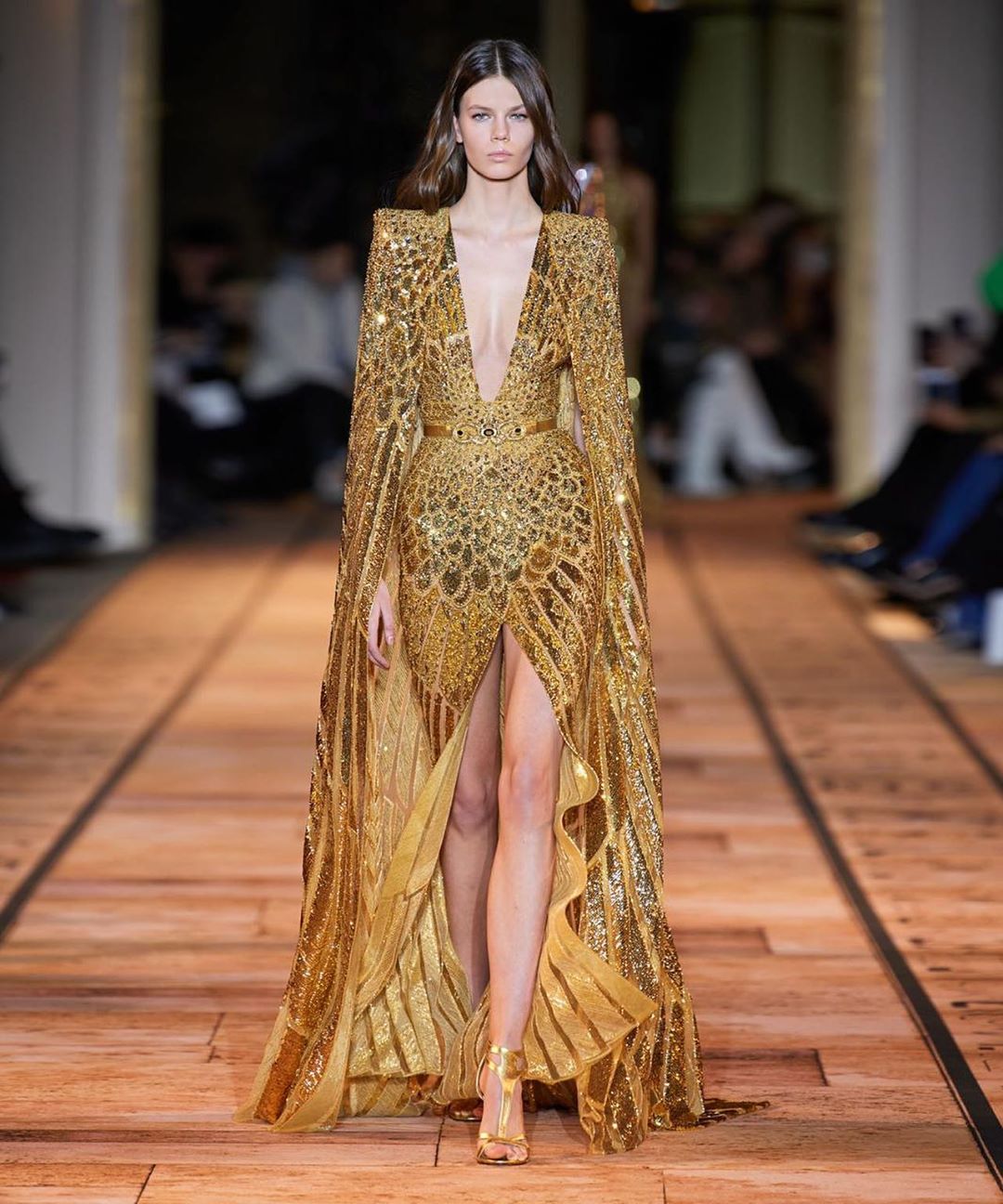 Gold cape gown sale