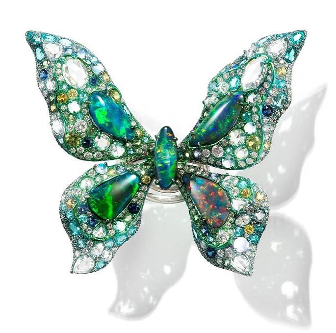 Best Jewelry Online: Butterfly Green and Clear Rhinestones with Green Opal Ring