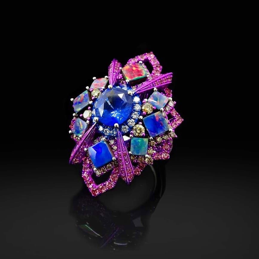 Best Jewelry Online: Purple, Blue and Red Crystal Stones Ring