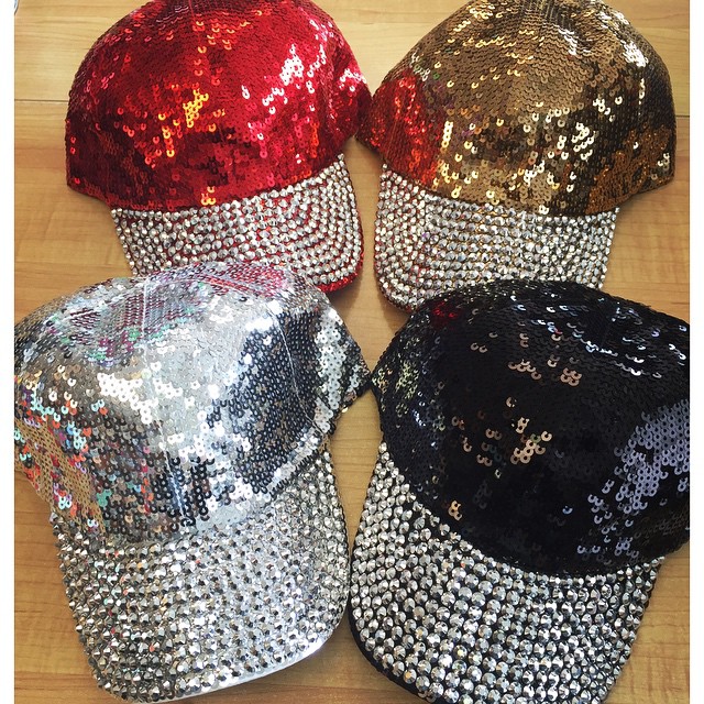 Bling BASEBALL CAPS Glittering Sequins with Rhinestones Cap