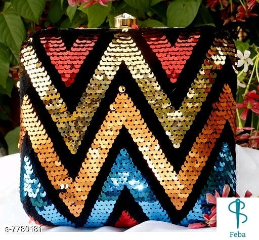 Women box Clutch with Sequins