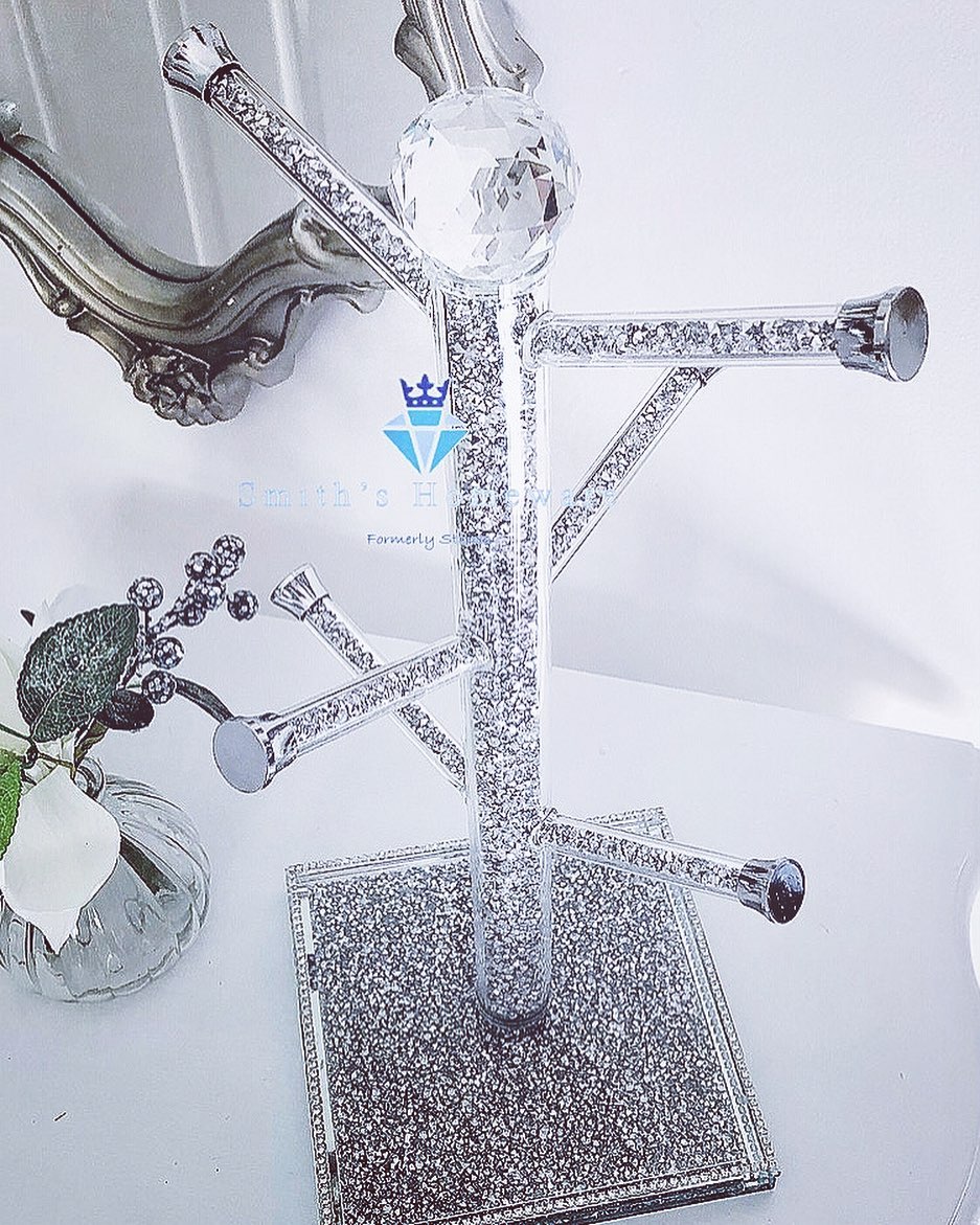 Bling for Your HOME Bling Silver Mug Tree with A Crystal Ball On Top