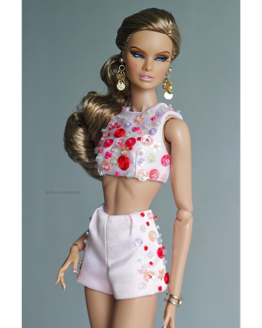 Bling Dolls Sequin with Crystals Crop Top with Hot Shorts