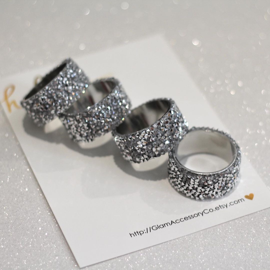 Silver Rhinestones Napkin Rings