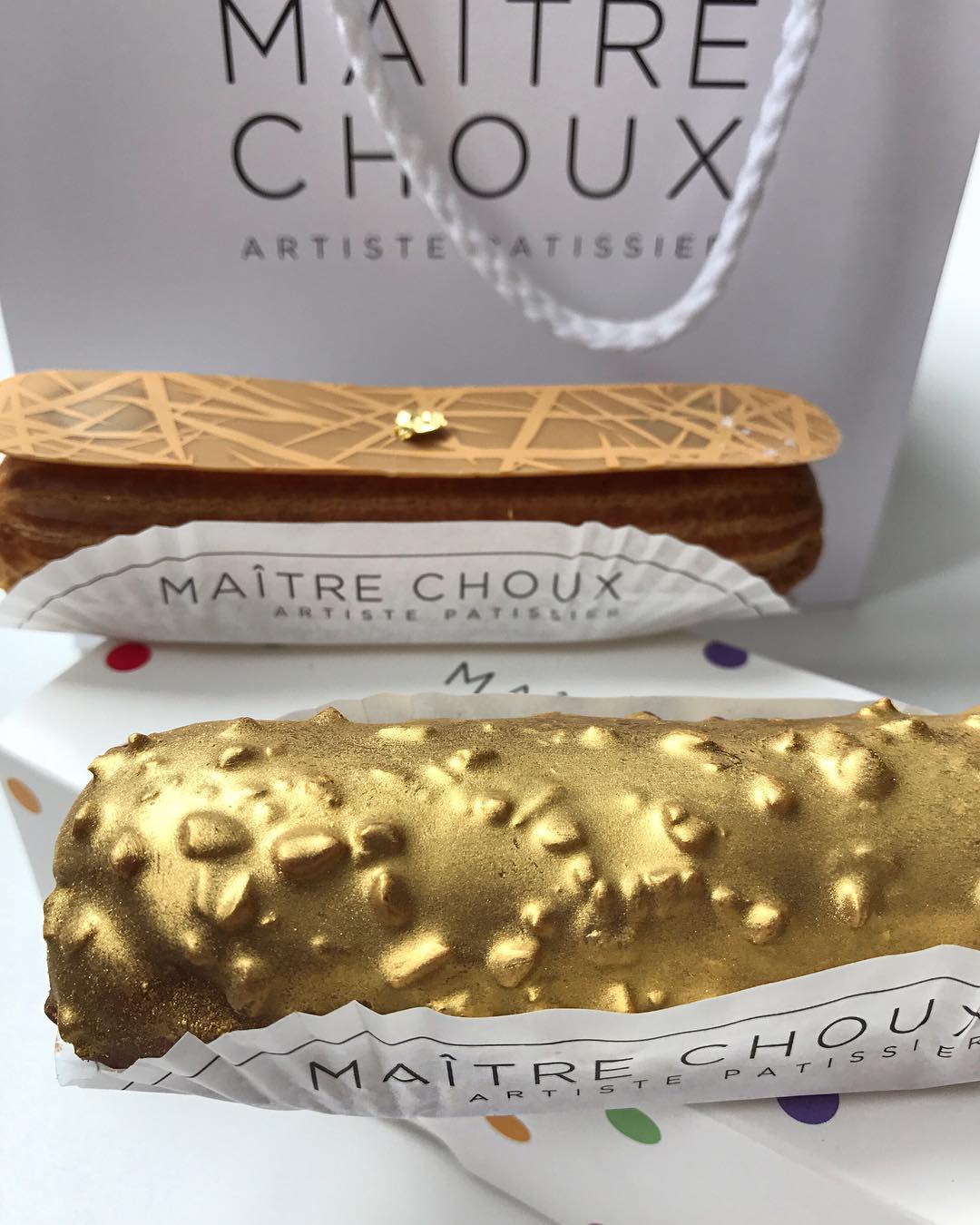 Gold Bling Food Choux Hazelnut & Chocolate Treasure Pastry Covered with 24K Gold