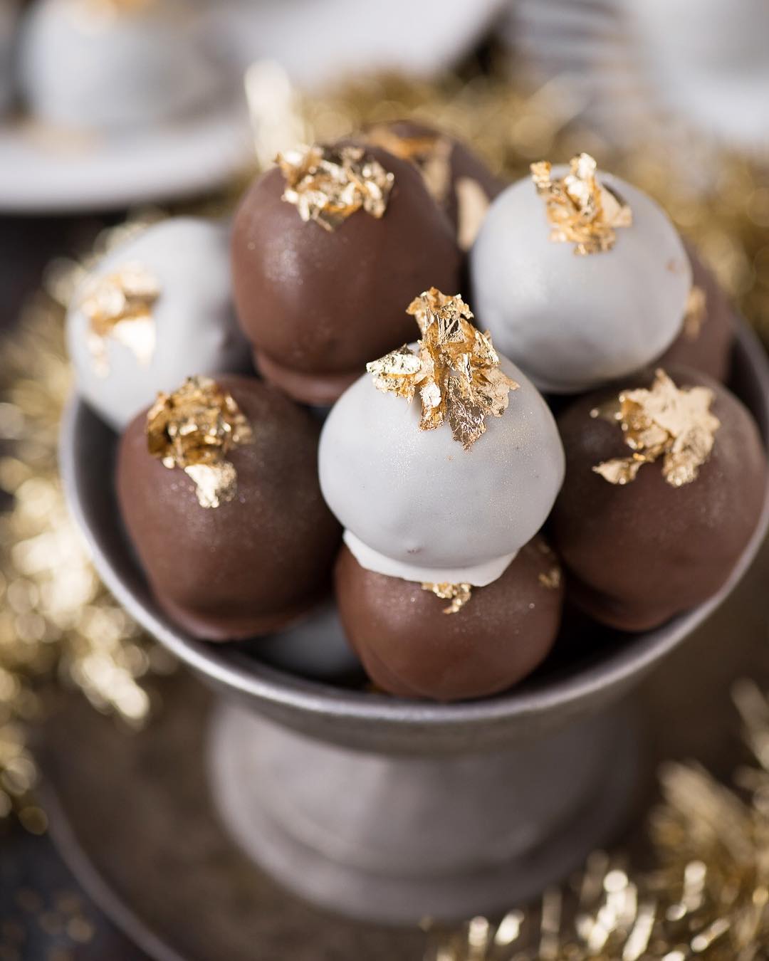 Gold Bling Food Oreo Balls Dipped In Chocolate and White Chocolate with Gold