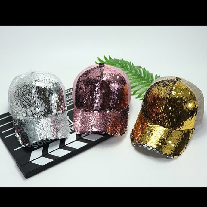 Bling BASEBALL CAPS Solid Sequins Colour Baseball Cap