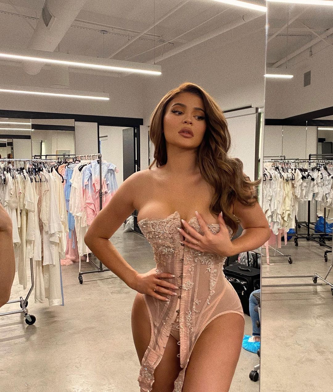 Kylie Jenner Wears a Sequin Skin Color Corset