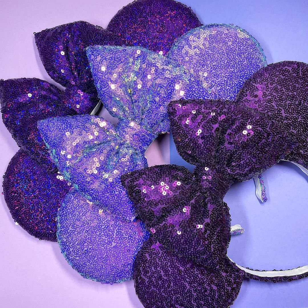 Bling Purple Sequin Fabric Headband with Big Bow