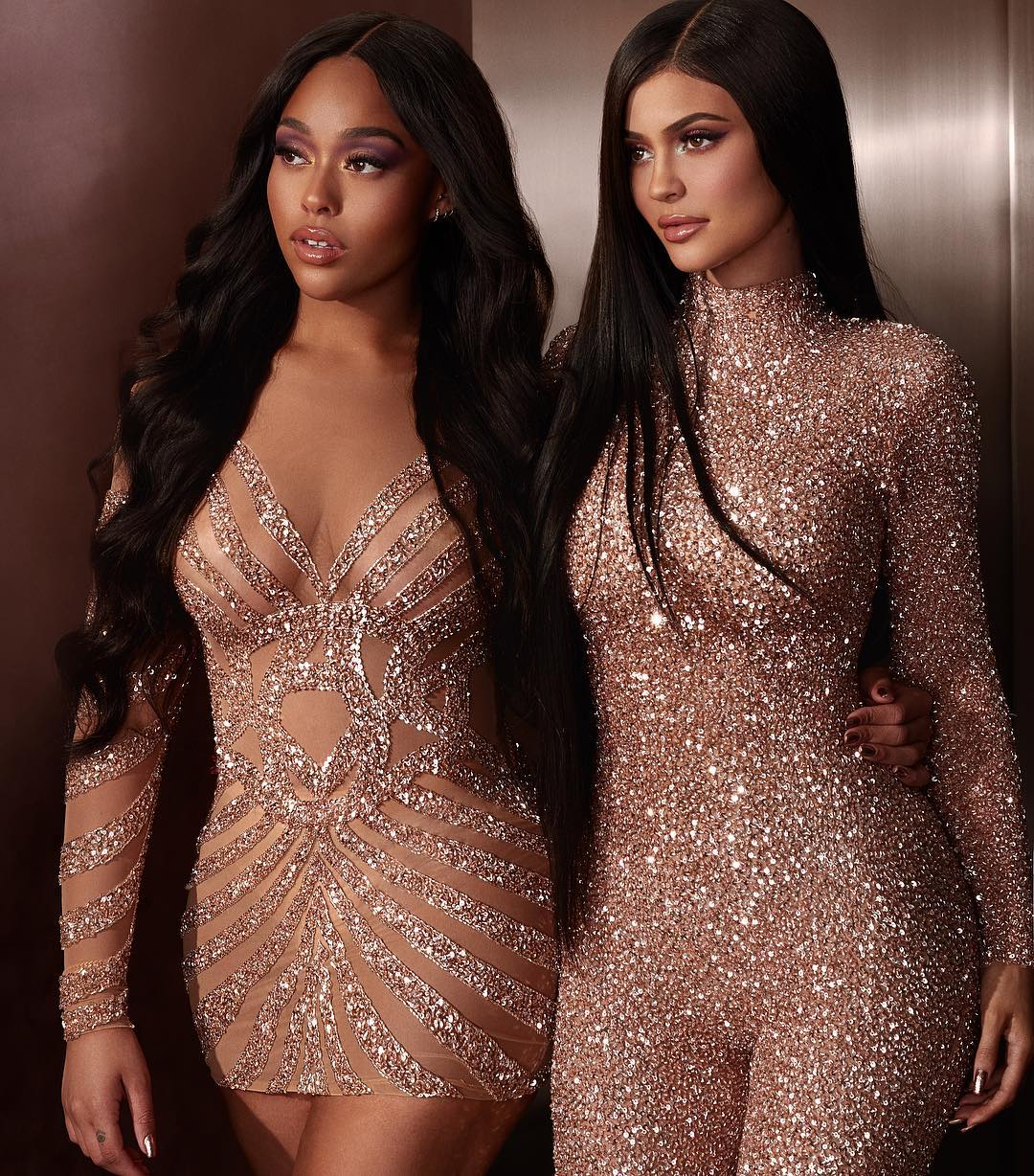 Kylie Jenner In Her Elegant Glittering Long Sleeves Jumpsuit