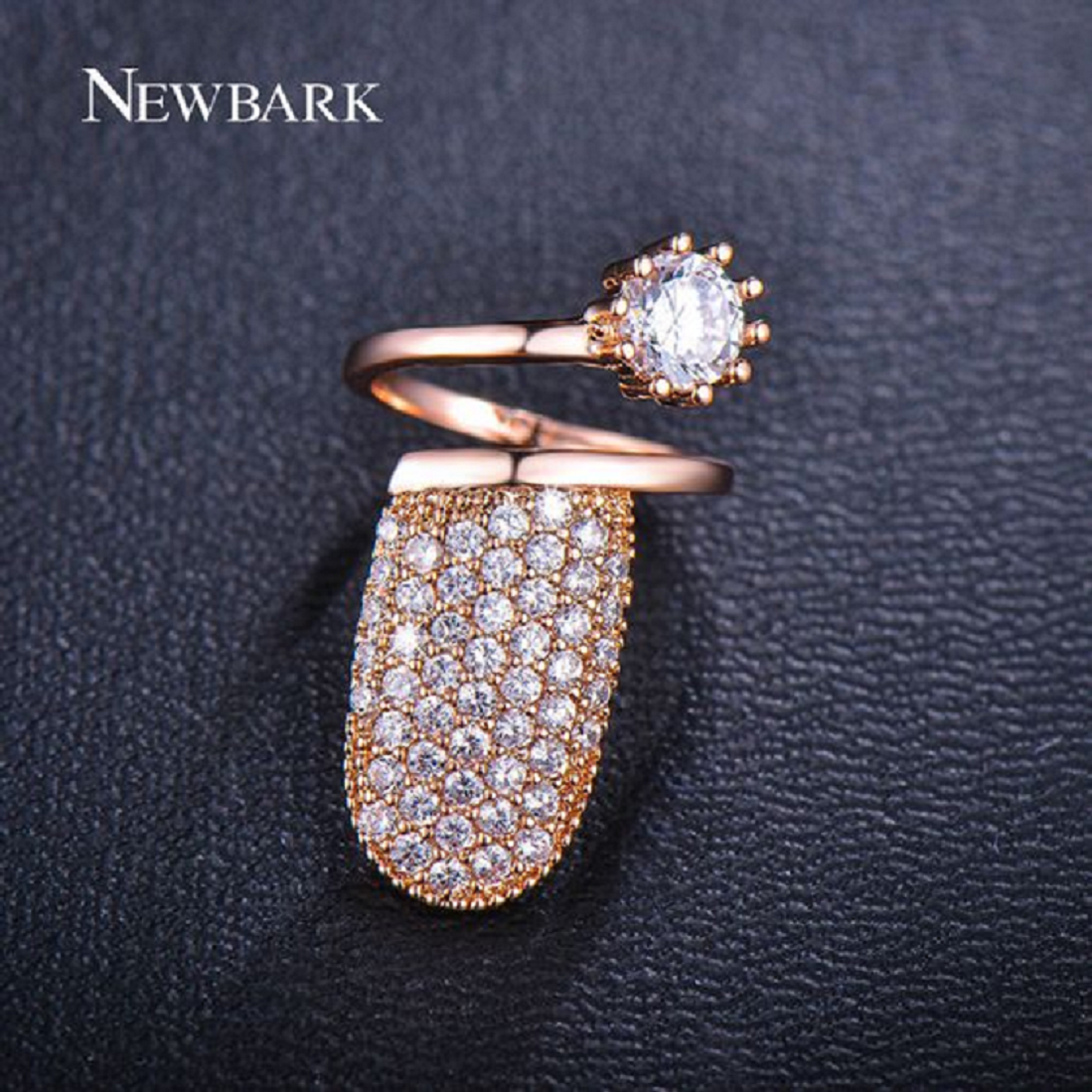 Nail ring bling Cuticle Hugging Gold Nail Ring with Diamond and Rhinestones