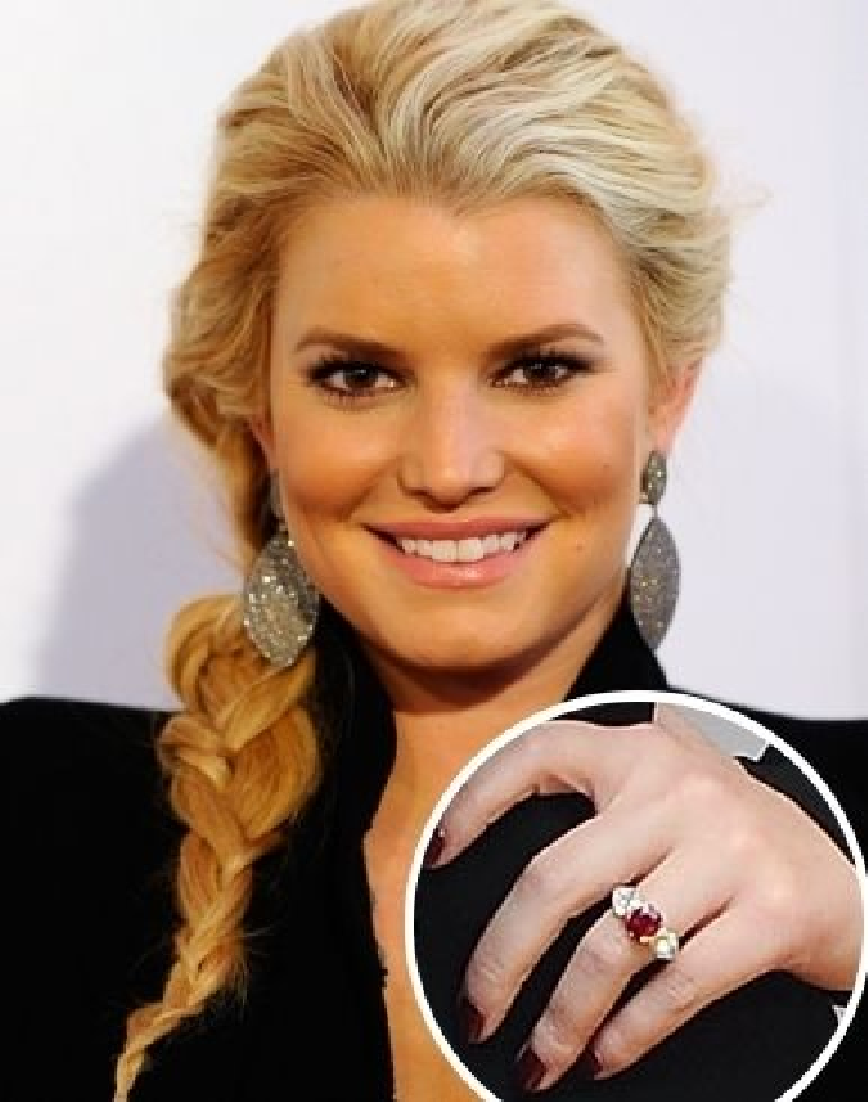 Celebrity Jewelry Jessica Simpson's Glittering Ruby Engagement Ring