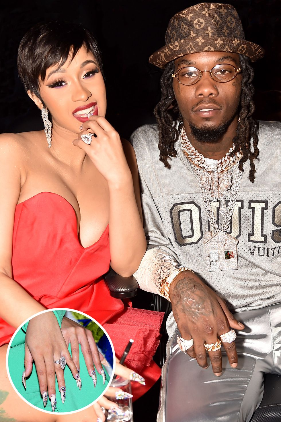 Celebrity Jewelry Cardi B Wears Her Tear Drop, Shaped Diamond Ring