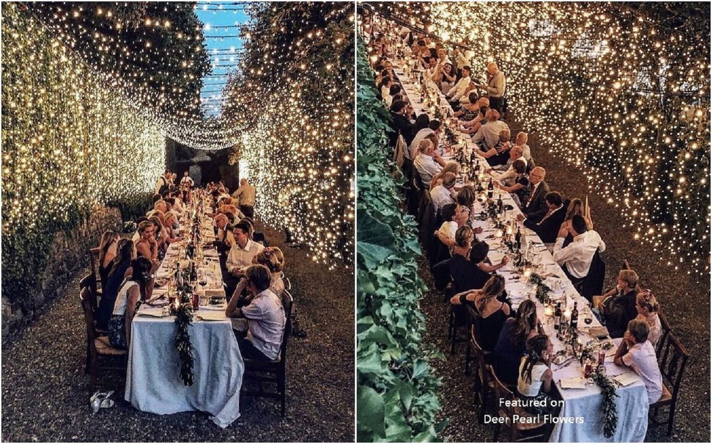 Bling wedding receptions Take the Reception Outdoors with Sparkling White Fairy Lights