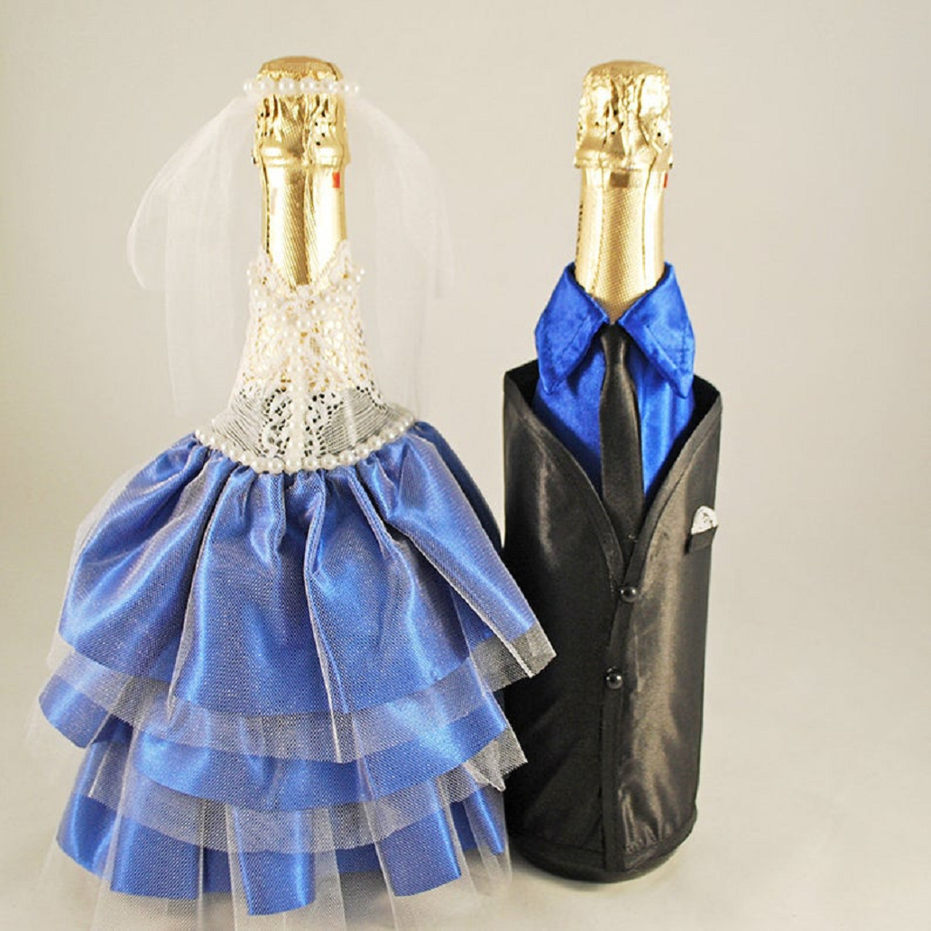 Bling wedding receptions Bottle Decor For Wedding, Bride and Groom Champagne Bottle