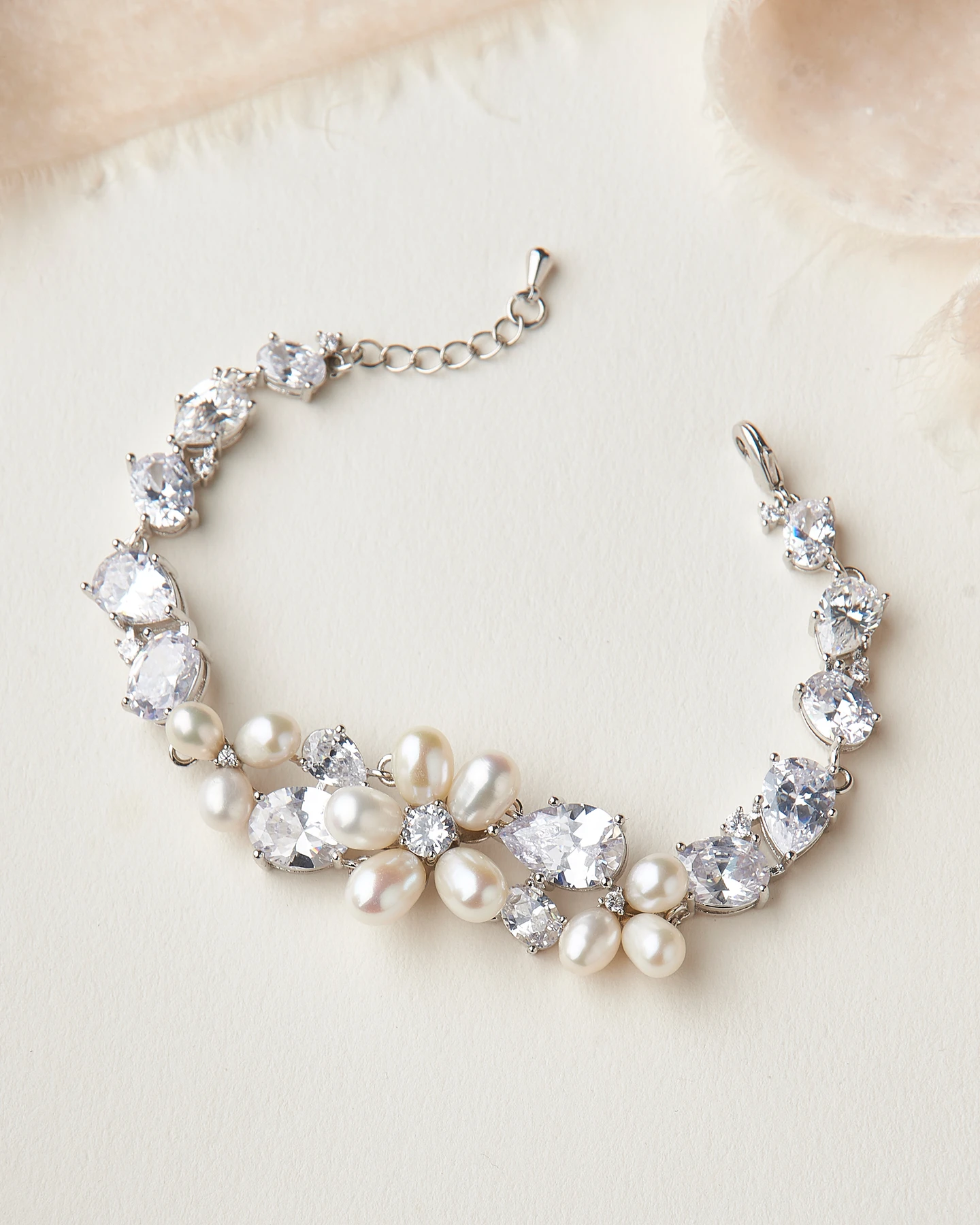 Bling wedding accessories Floral, Feminine & Showstopping Sparkle Bridal Pearl & CZ Bracelet