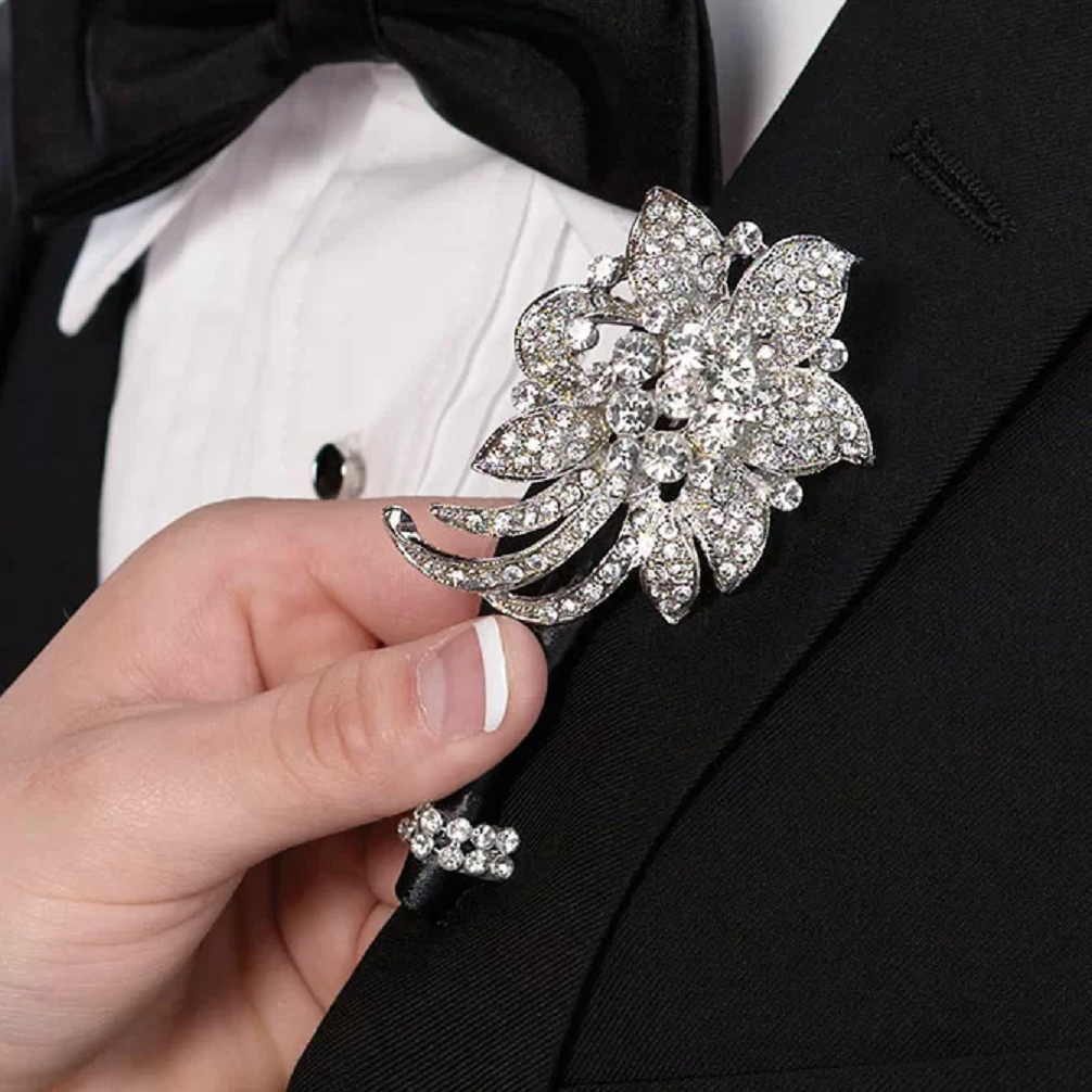 Bling wedding accessories Glittering Wedding Groom Rhinestone Flower Favour