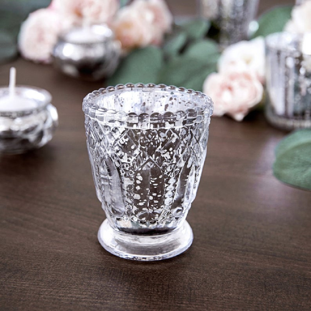 Bling wedding accessories Clear Glass Crystal Candle Holder Centerpiece