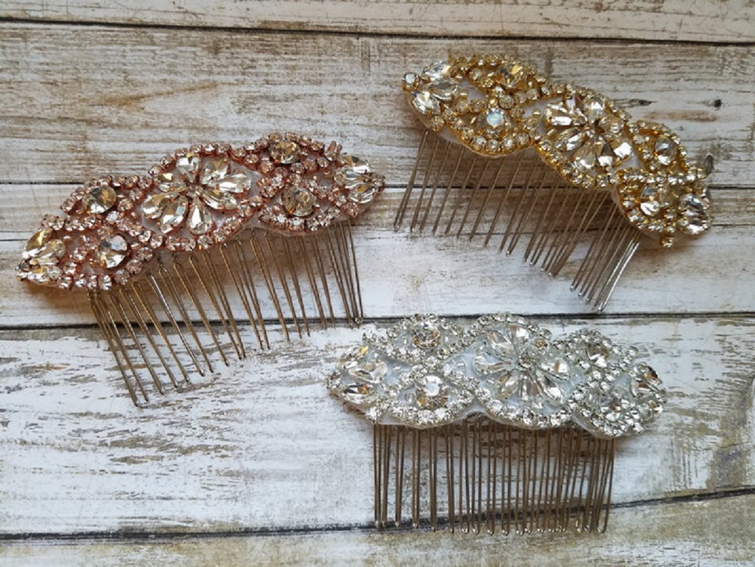 Bling wedding accessories Wedding Bridal Hair Comb with Rhinestone In Rose Gold