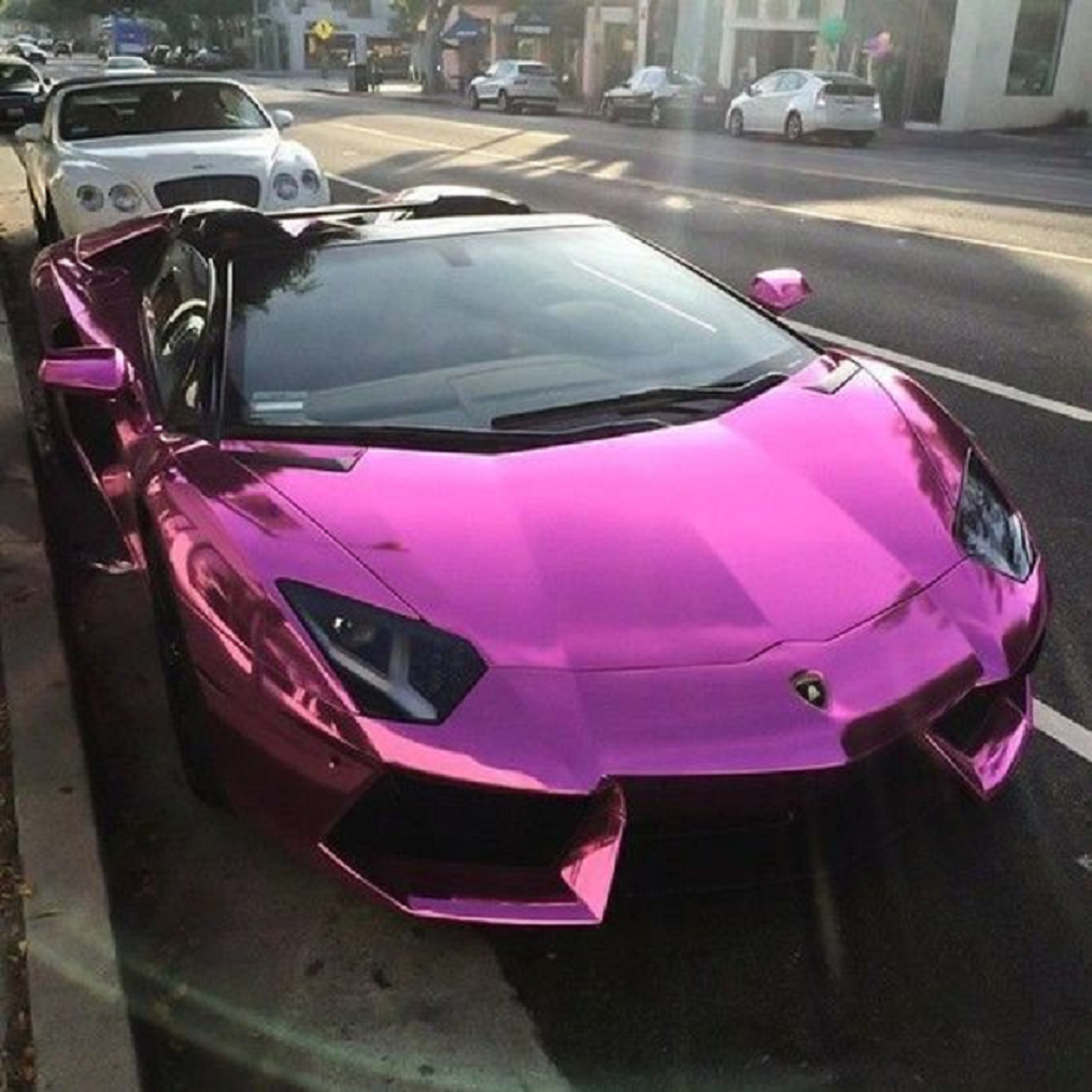 Bling wrapped cars Shining Dark Purple Wrapped Lamborghini