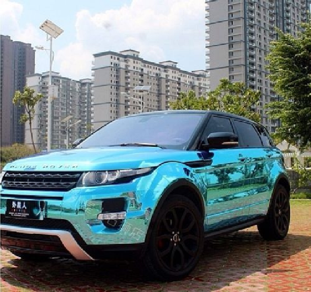 Bling wrapped cars Land Rover Wrapped In Shining Blue