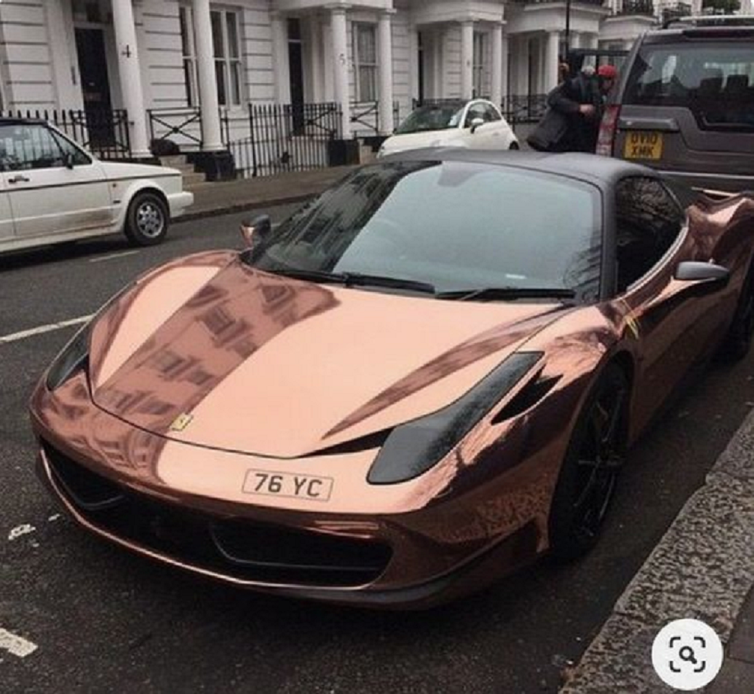 Bling wrapped cars Ferrari Wrapped In Rose Gold Matt Metallic with Black Accents