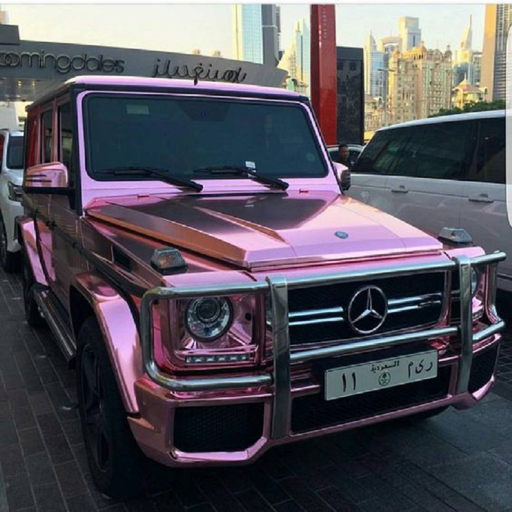 Bling wrapped cars Shining Rose Gold Wrapped Mercedes