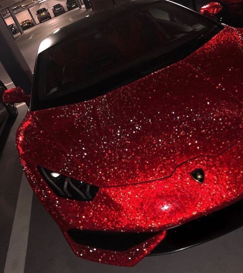 Bling wrapped cars Red Unique Red Galaxy and Chrome Lamborghini