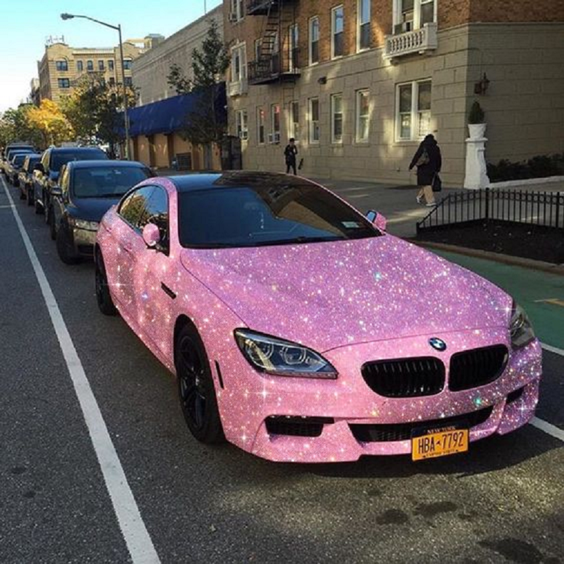 Bling wrapped cars Glittering Pink with Black Accent Car