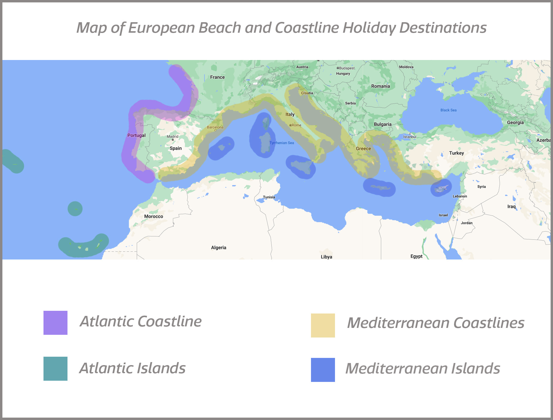 The divine Mediterranean coastlines SequinQueen Map 