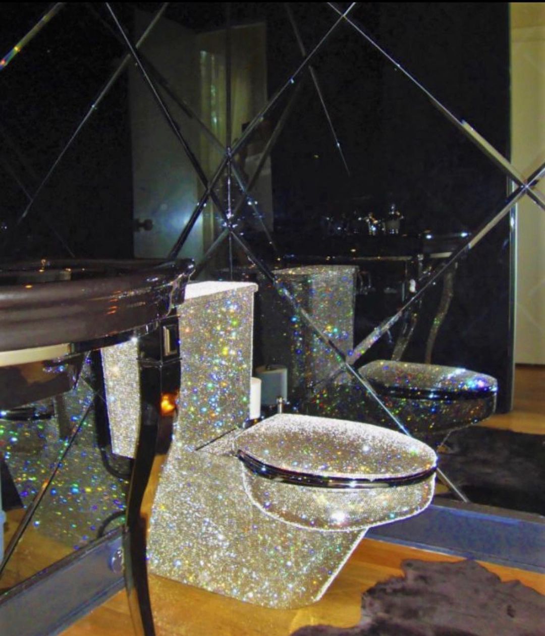 Bling for your bathroom A Glittering Luxury Water Closet with Rhinestones