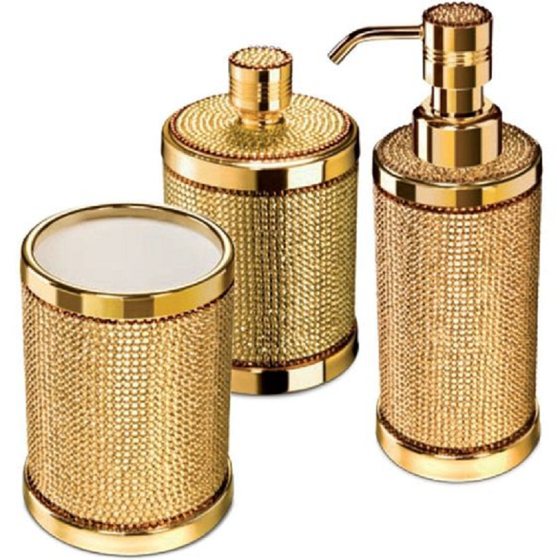 Bling for your bathroom Bling Bathroom Accessories Set With Swarovski - 3 Piece Gold