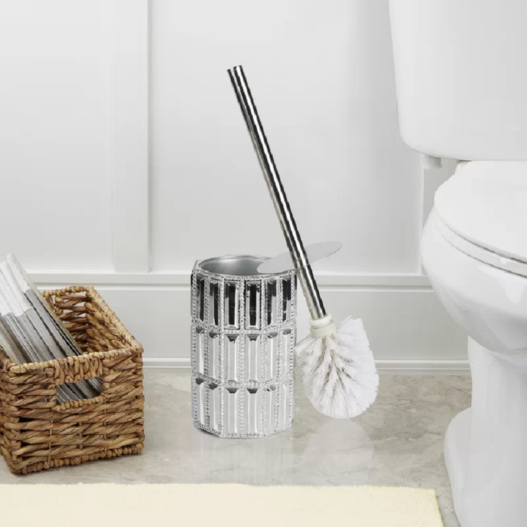 Bling for your bathroom Crystal Hands-Free Standing Toilet Brush and Holder