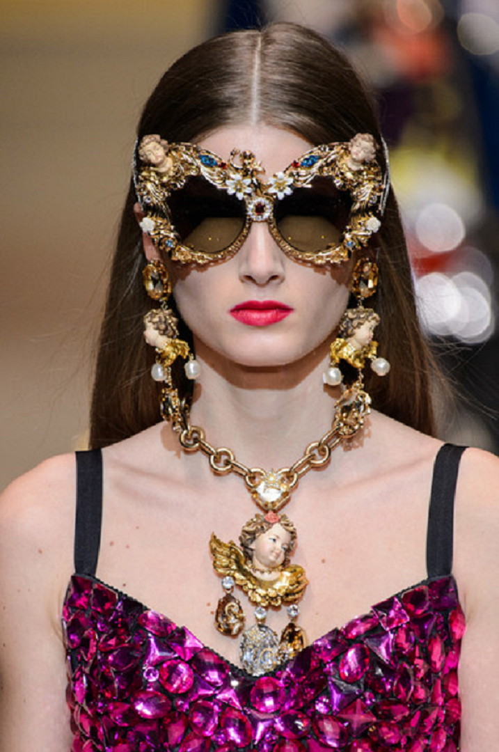 Bling sunglasses Dolce & Gabbana - Glittering Cat Eye Shades with Rhinestones and Angels Embellished