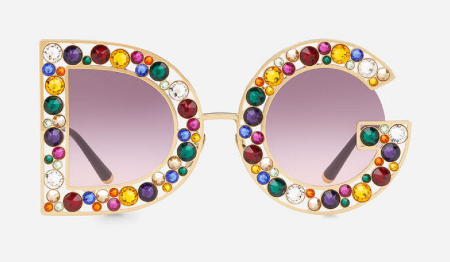 Bling sunglasses D&G Obsessed Shimerring Gold Metal Frame with Shiny Multicolor Crystals