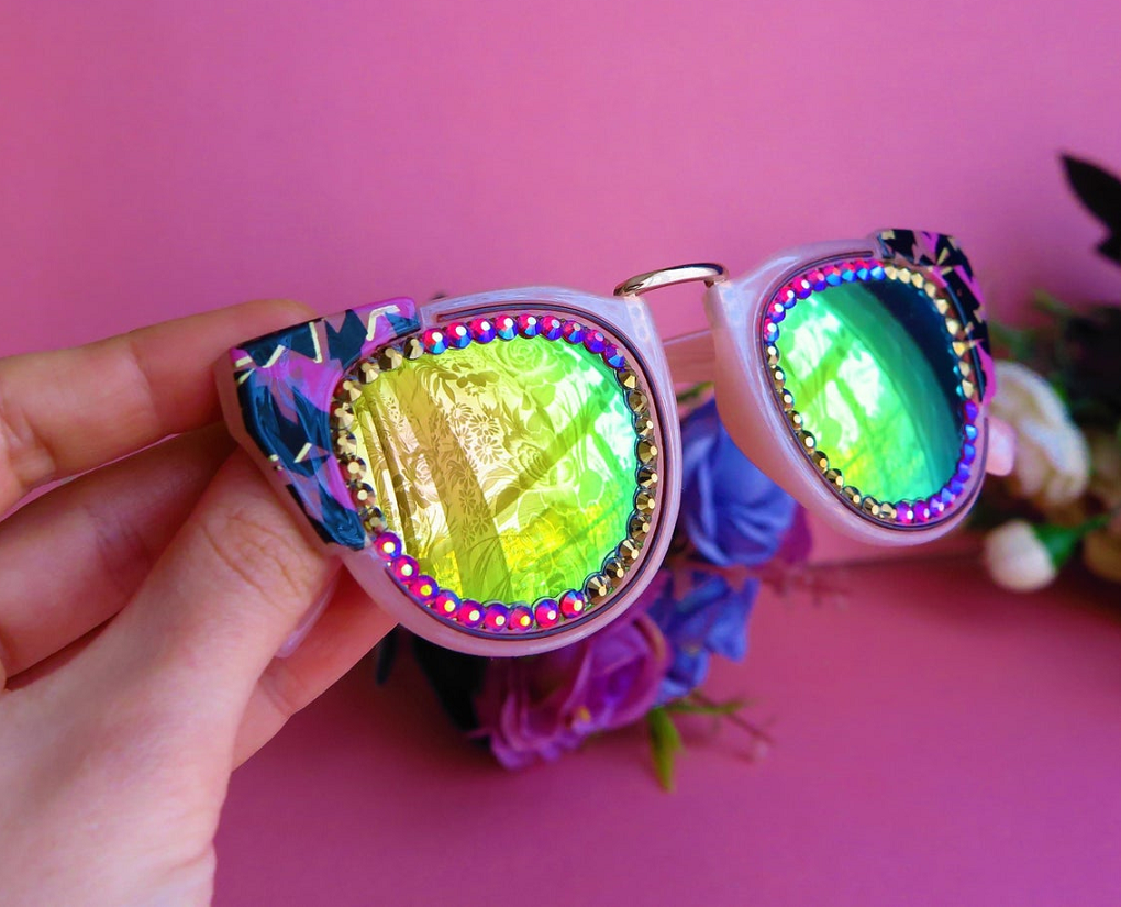 Bling sunglasses Steampunk Goggles Swarovski Vintage Eyewear Bling